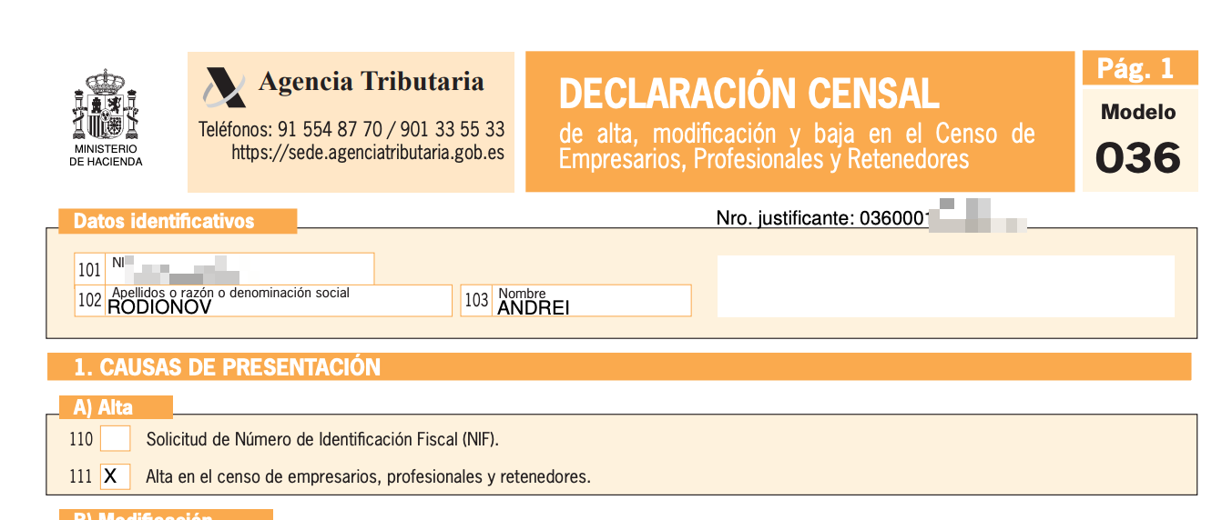 Spanish autónomo registration
