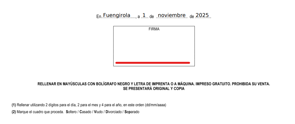 Signature location on the Documento de Designación — inside the box