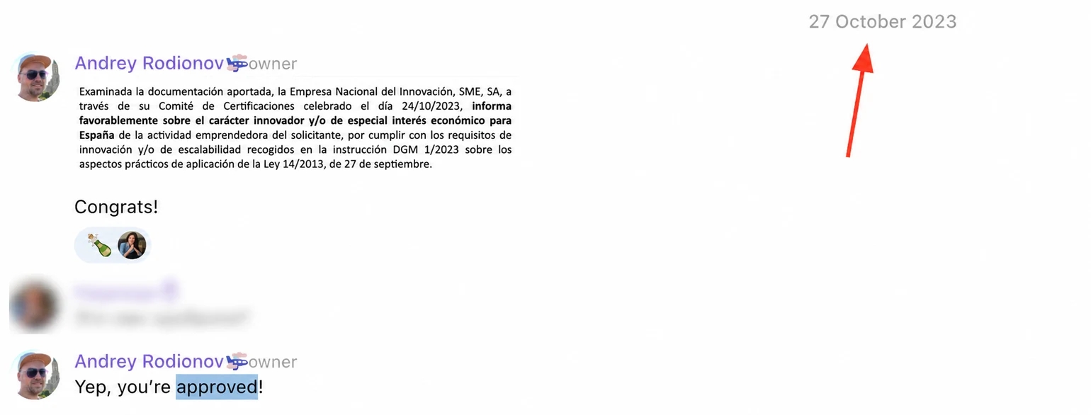 Screenshot of a client conversation with EspañaGo