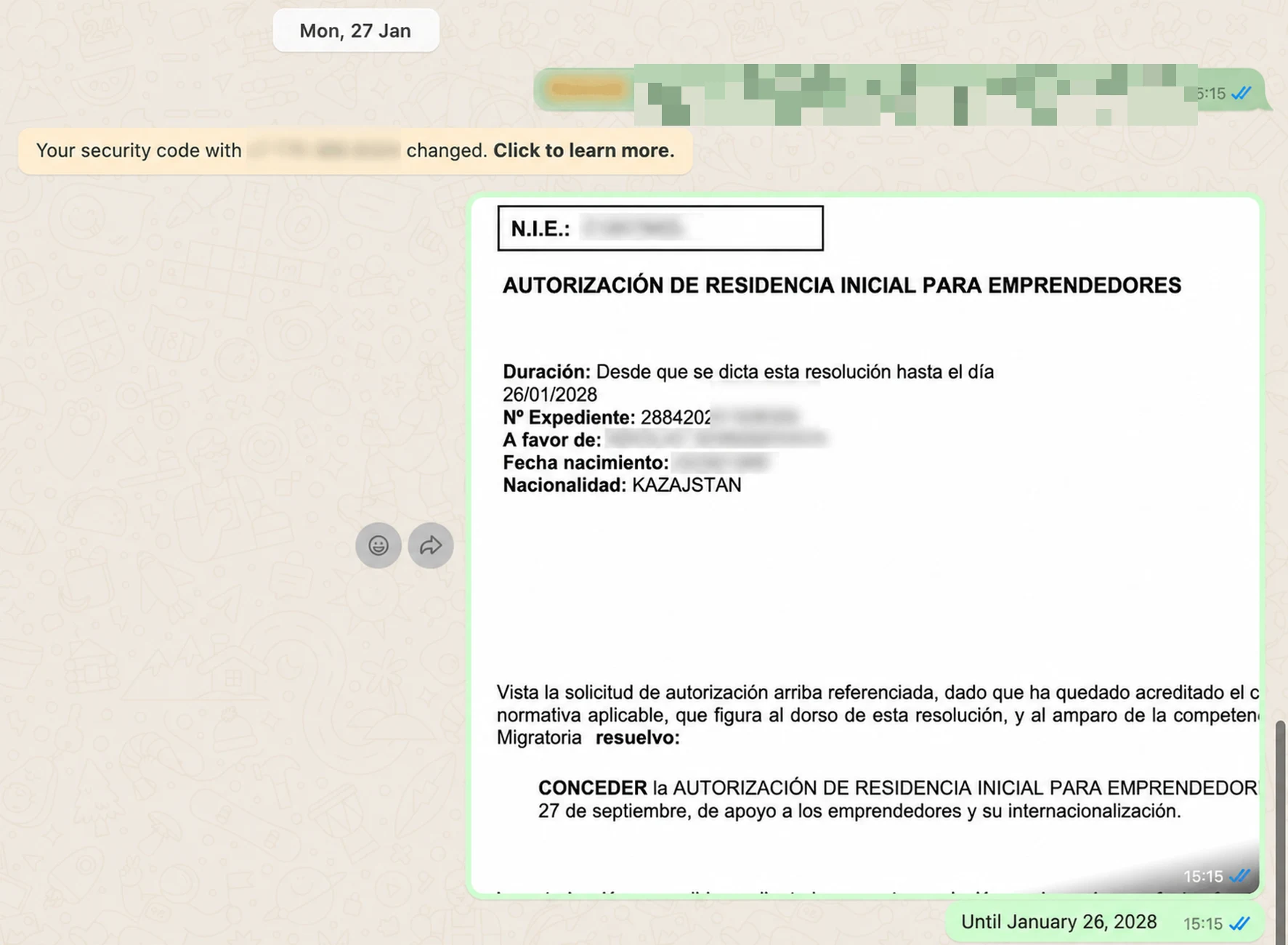 Screenshot of a client conversation with EspañaGo