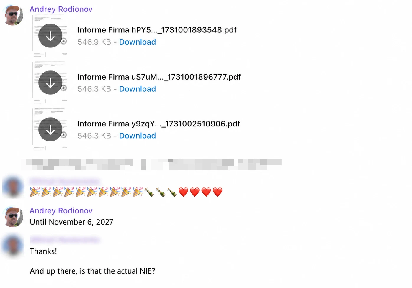 Screenshot of a client conversation with EspañaGo